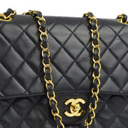 Chanel Black Lambskin Medium Classic Double Flap Shoulder Bag