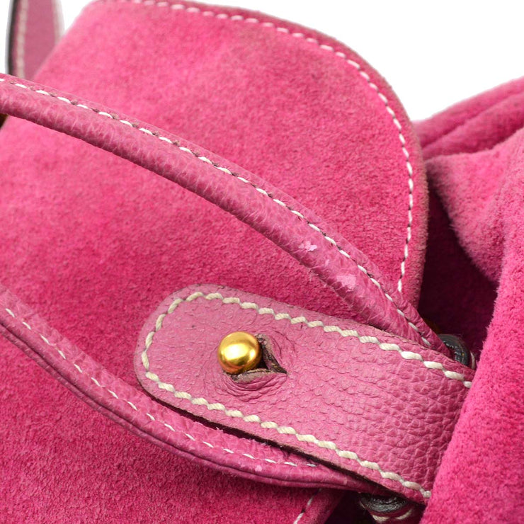 Gucci Pink Suede Bamboo Backpack