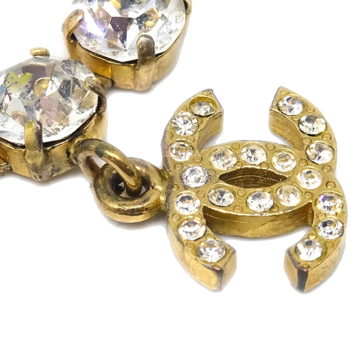 Chanel Rhinestone Bracelet Gold 96P