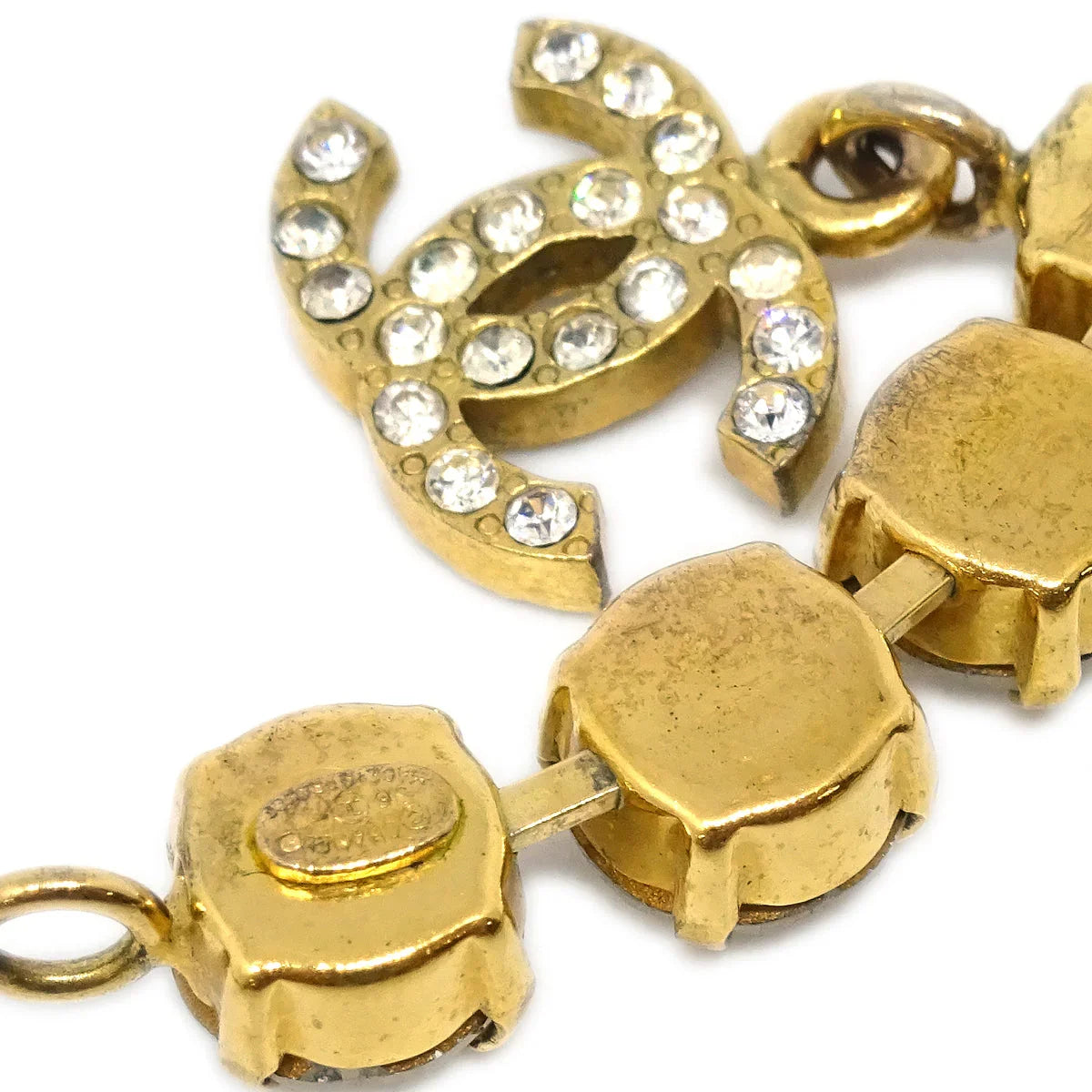 Chanel Rhinestone Bracelet Gold 96P