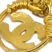 Chanel Hoop Dangle Earrings Gold Clip-On 94P