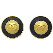 Chanel Button Earrings Clip-On Black 94P
