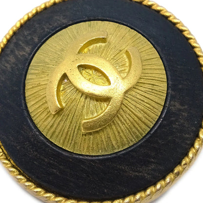 Chanel Button Earrings Clip-On Black 94P