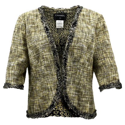 Chanel Collarless Jacket Beige 03P #48