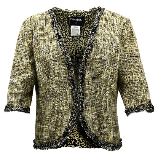 Chanel Collarless Jacket Beige 03P #48