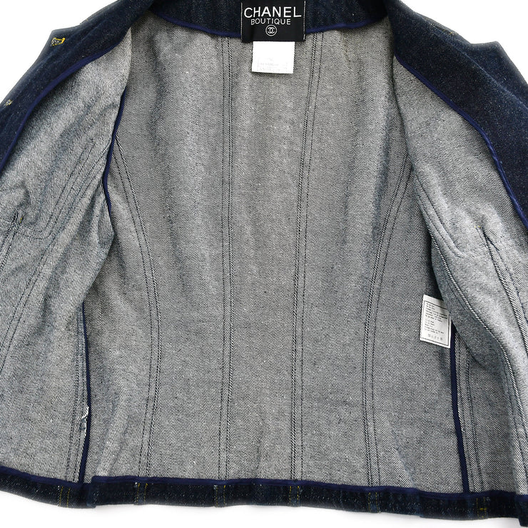 Chanel Single Breasted Denim Jacket Indigo 96P #40