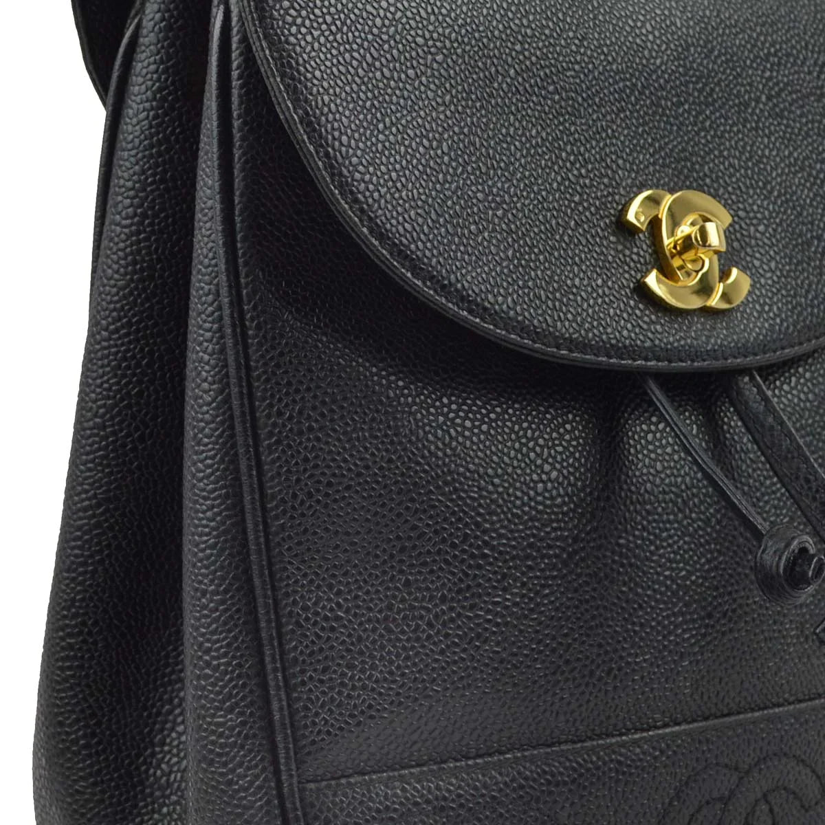 Chanel 1996-1997 Black Caviar Triple CC Backpack