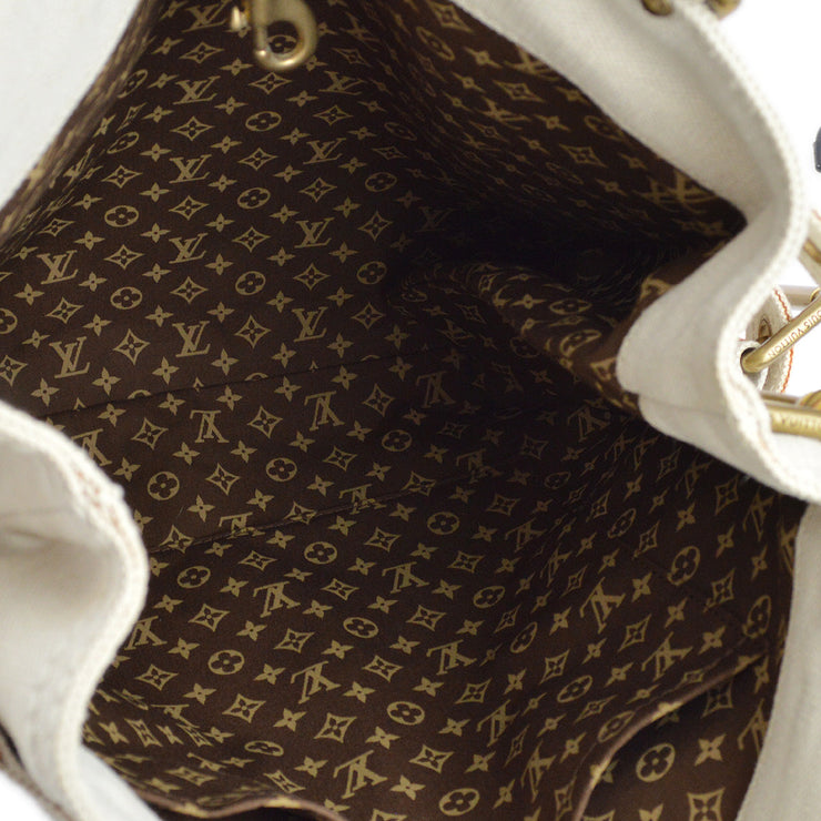 Louis Vuitton 2005 White Canvas Globe Shopper Cabas MM Tote Bag M95114