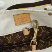 Louis Vuitton 2005 White Canvas Globe Shopper Cabas MM Tote Bag M95114