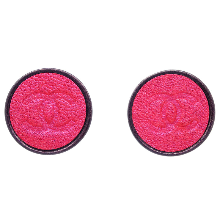 Chanel Button Earrings Clip-On Pink 00A