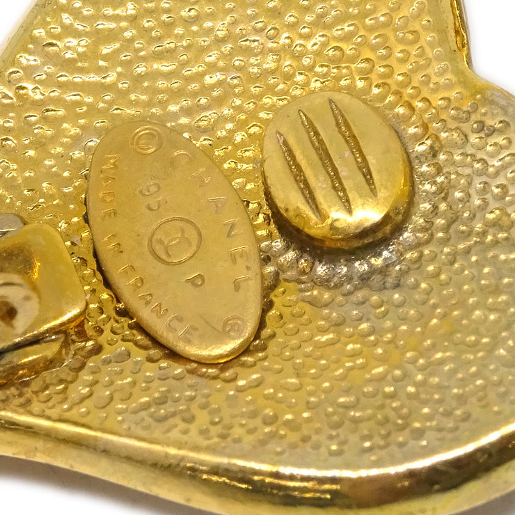 Chanel Gold Heart Earrings Clip-On 95P
