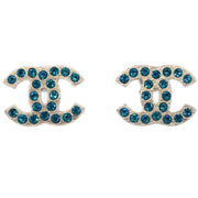 Chanel Piercing Earrings Rhinestone Silver 06P