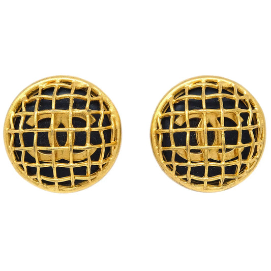 Chanel Button Earrings Clip-On Gold 95A
