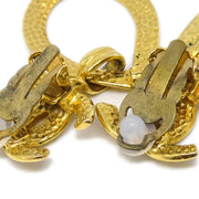 Chanel Dangle Hoop Earrings Gold Clip-On 96P