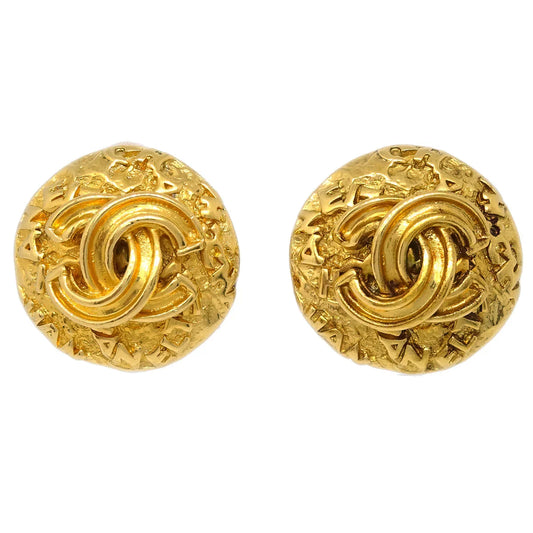 Chanel Button Earrings Clip-On Gold 95A