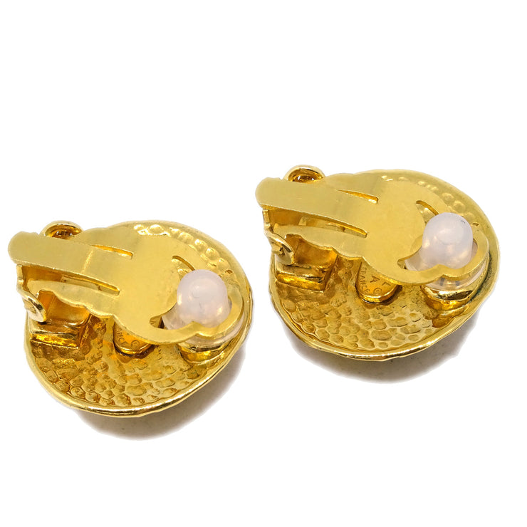 Chanel Button Earrings Clip-On Gold 95A