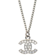 Chanel CC Chain Necklace Pendant Rhinestone Silver B12V