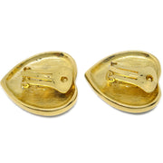 Yves Saint Laurent Gold Heart Earrings Clip-On Rhinestone