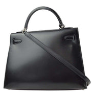 Hermes 2009 Black Box Calf Kelly 32 Sellier 2way Shoulder Handbag