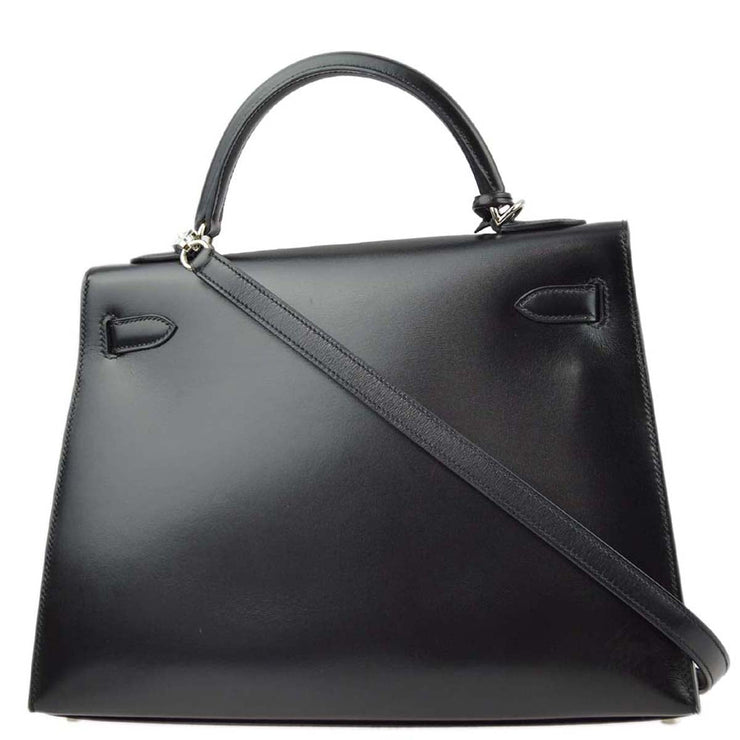 Hermes 2009 Black Box Calf Kelly 32 Sellier 2way Shoulder Handbag