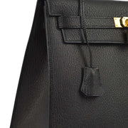 Hermes 2004 Black Chevre Kelly 32 Sellier 2way Shoulder Handbag