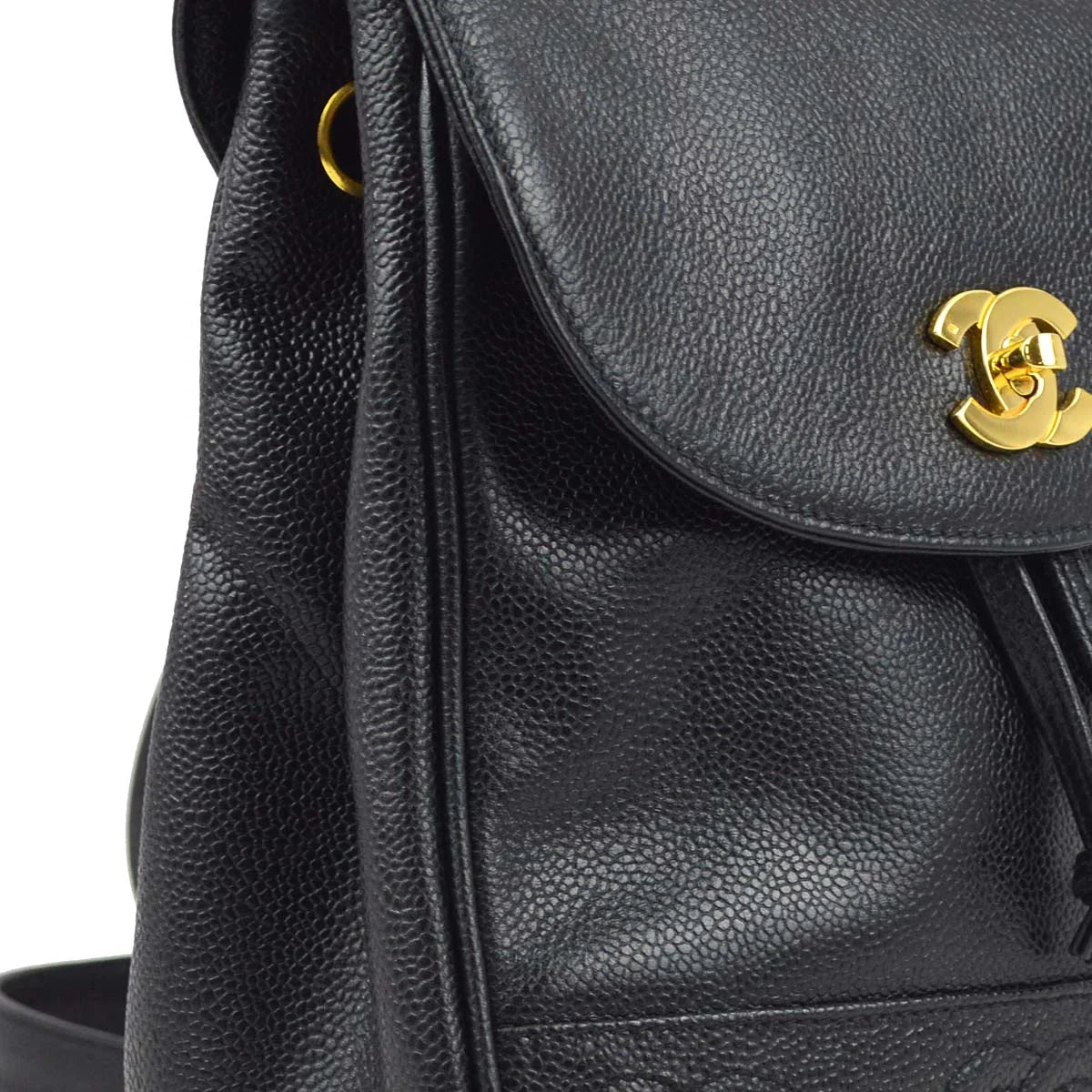 Chanel 1996-1997 Black Caviar Triple CC Backpack