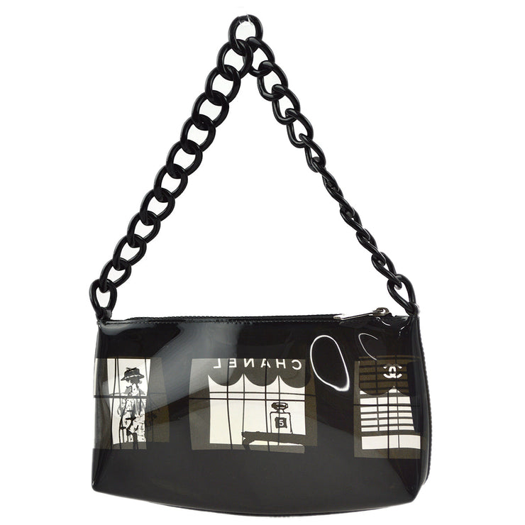Chanel Black Vinyl Window Chain Shoulder Bag