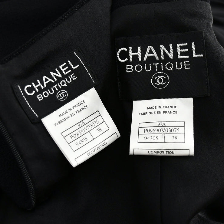 Chanel Setup Suit Jacket Skirt Black 97A #38
