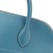 Hermes 1999 Blue Jean Courchevel Bolide 35 2way Shoulder Handbag