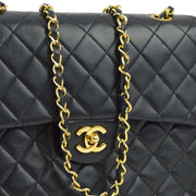 Chanel Black Lambskin Classic Double Flap Shoulder Bag