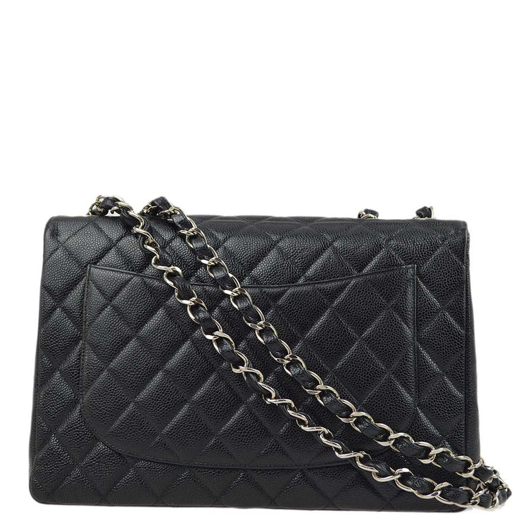 Chanel Black Caviar Jumbo Classic Flap Shoulder Bag