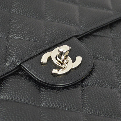 Chanel 2000-2001 Black Caviar Jumbo Classic Flap Shoulder Bag