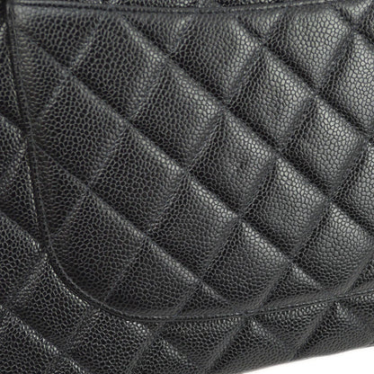 Chanel 2000-2001 Black Caviar Jumbo Classic Flap Shoulder Bag