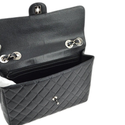 Chanel 2000-2001 Black Caviar Jumbo Classic Flap Shoulder Bag