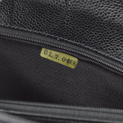 Chanel 2000-2001 Black Caviar Jumbo Classic Flap Shoulder Bag