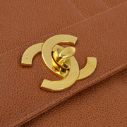 Chanel Brown Caviar Mademoiselle Straight Flap Handbag