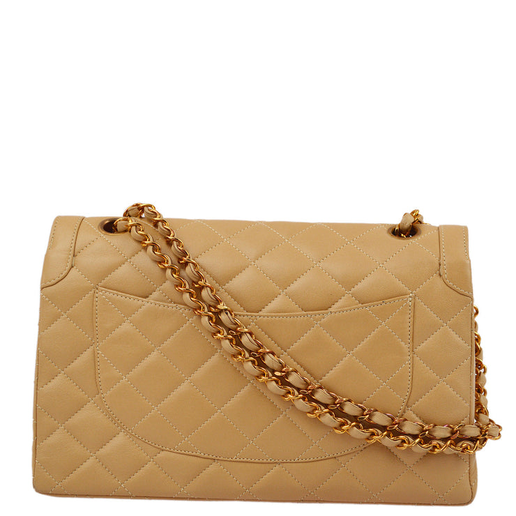 Chanel Beige Lambskin Paris Limited Medium Double Flap Shoulder Bag