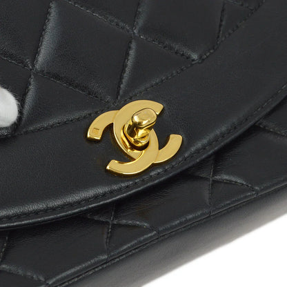 Chanel 1996-1997 Black Lambskin Small Diana Shoulder Bag