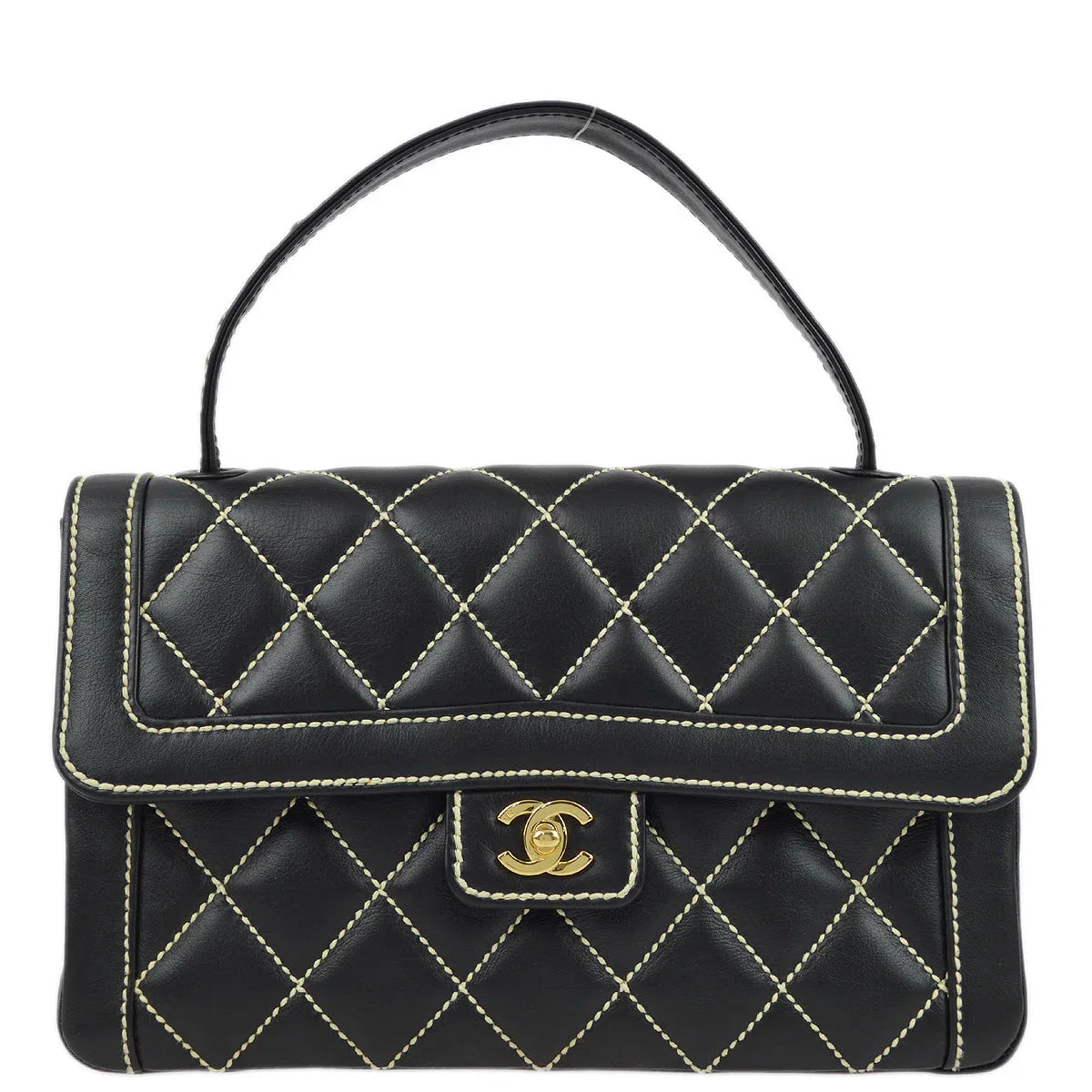 Chanel 2004-2005 Black Calfskin Wild Stitch Handbag