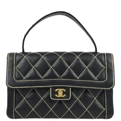 Chanel 2004-2005 Black Calfskin Wild Stitch Handbag