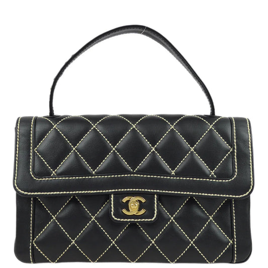Chanel 2004-2005 Black Calfskin Wild Stitch Handbag