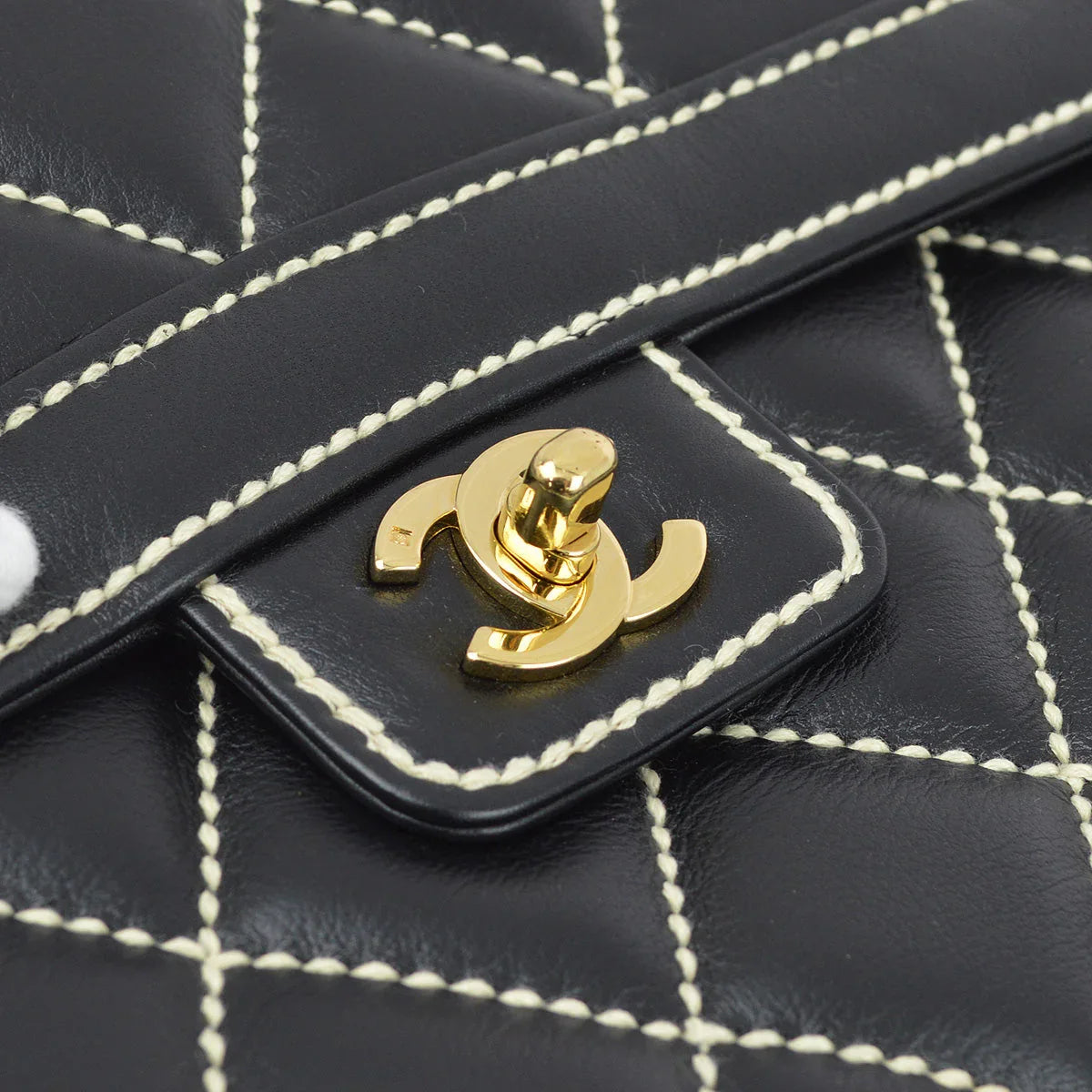 Chanel 2004-2005 Black Calfskin Wild Stitch Handbag