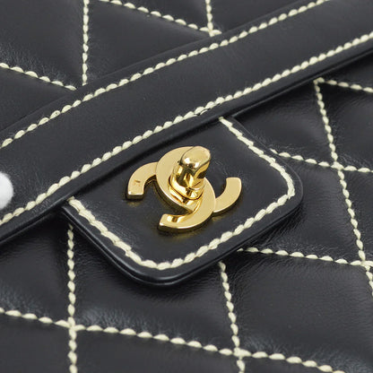 Chanel 2004-2005 Black Calfskin Wild Stitch Handbag