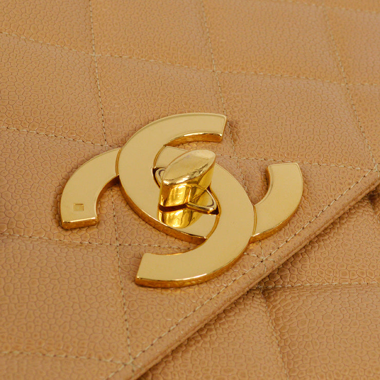 Chanel Beige Caviar Straight Flap Shoulder Bag