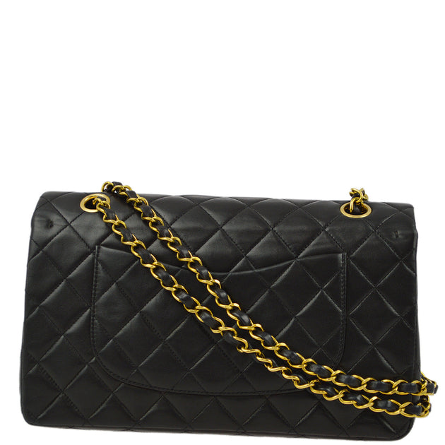 Chanel 1994-1996 Black Lambskin Medium Classic Double Flap Shoulder Ba ...