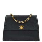 Chanel Black Lambskin Straight Flap Shoulder Bag