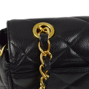Chanel Black Caviar Straight Flap Shoulder Bag