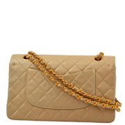 Chanel Beige Lambskin Medium Classic Double Flap Shoulder Bag