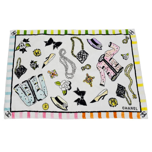 Chanel Icons Print Beach Towel White