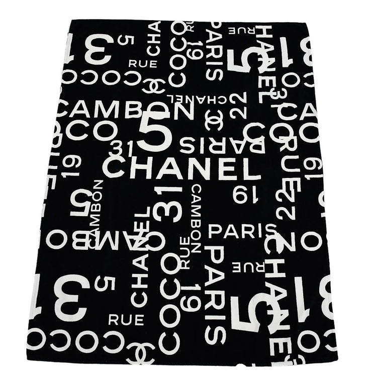 Chanel Beach Towel Black Small Good